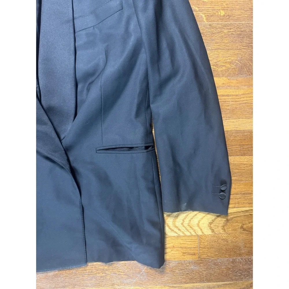 Vintage Canali Tuxedo Wool Peak Satin Lapel Black 1-Button Blazer Jacket 52R